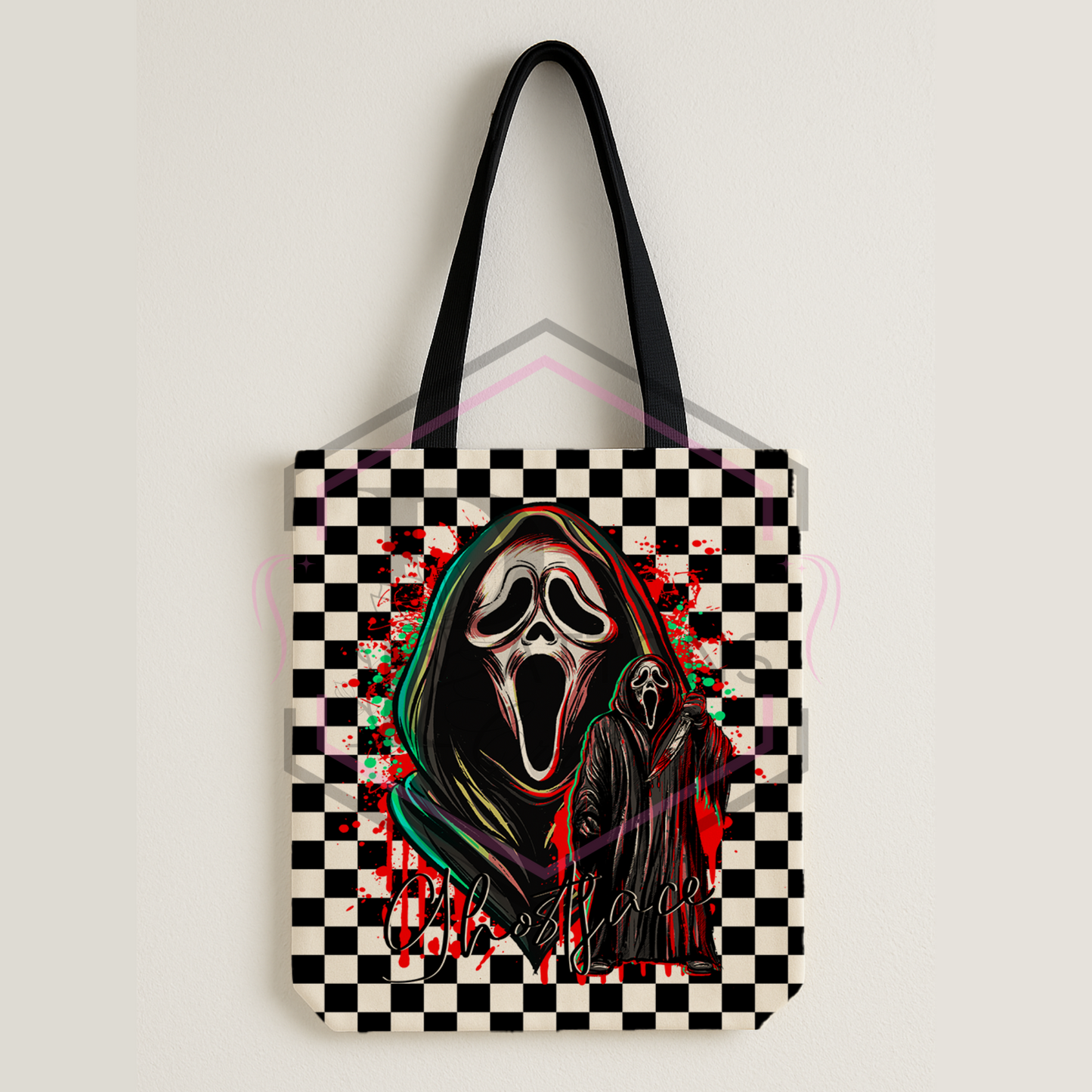 Checkerboard tote bag | Ghostface