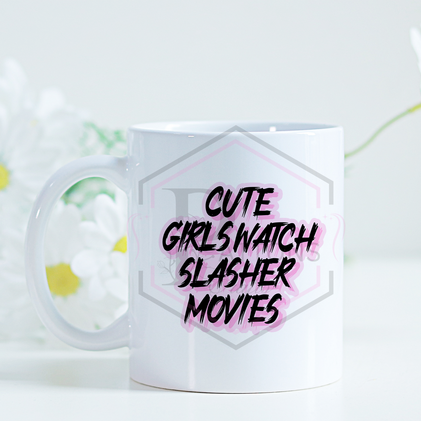 11oz mug | Cute girls watch slasher movies