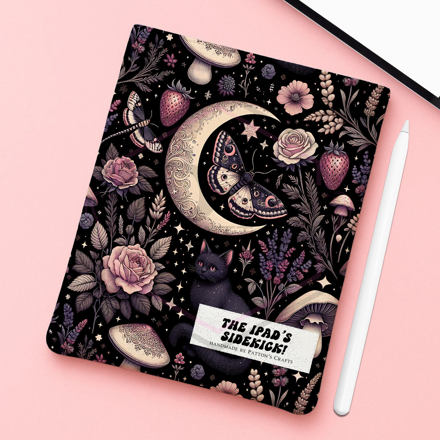 Kindle\Ipad sleeve | Black cat | Fabric Tech Cover