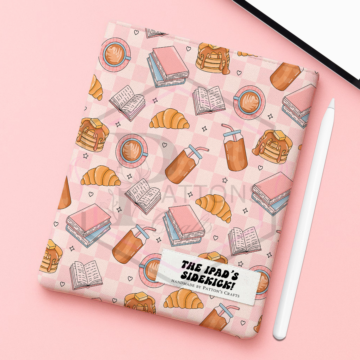 Kindle/Ipad sleeve | Coffee & books | Fabric tech cover