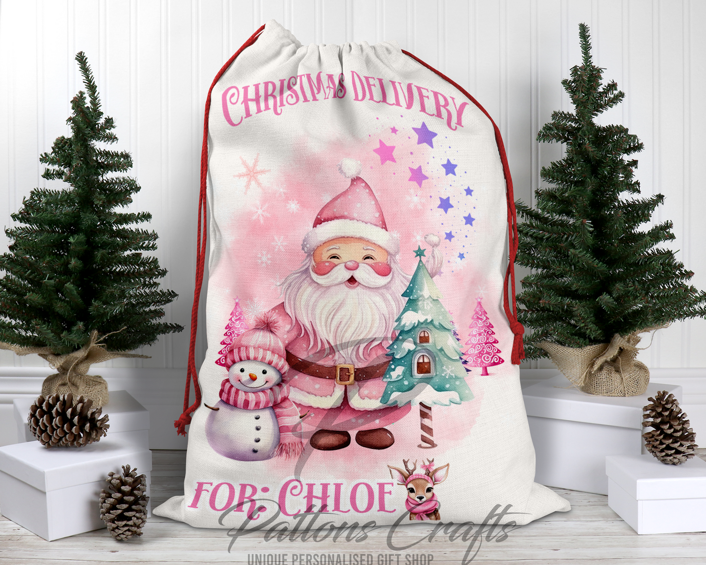 Personalised Santa Sack | Pink Christmas | Christmas sack
