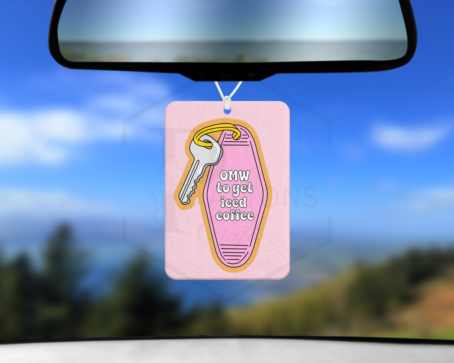 Car mirror accessories |  omw to get iced coffee