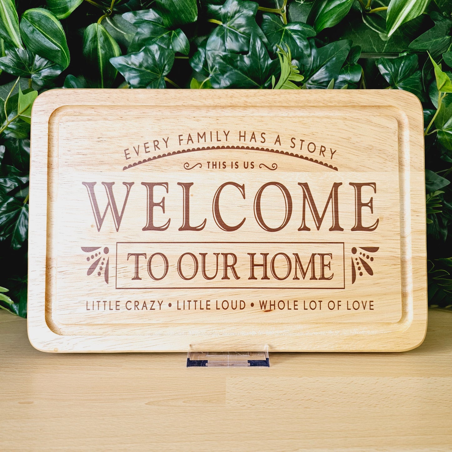 Welcome to our home | wooden chopping board