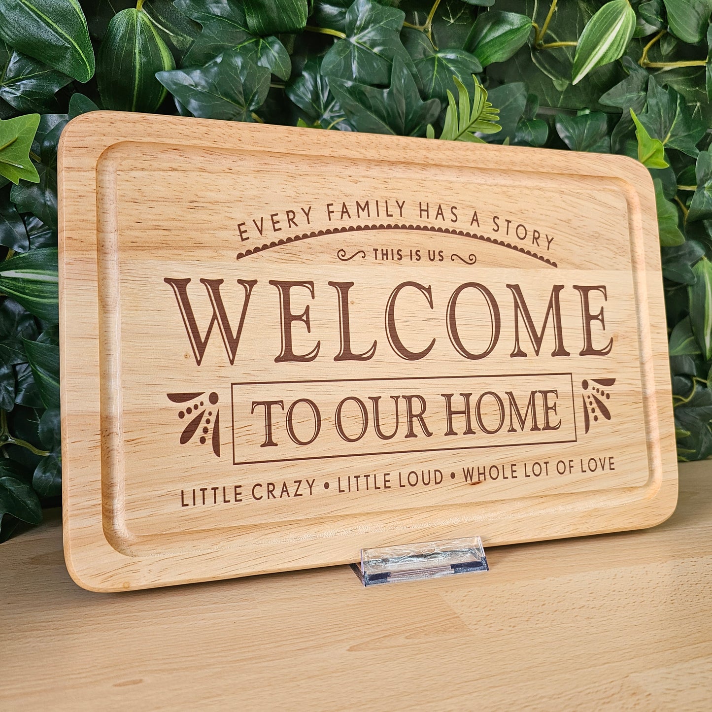 Welcome to our home | wooden chopping board