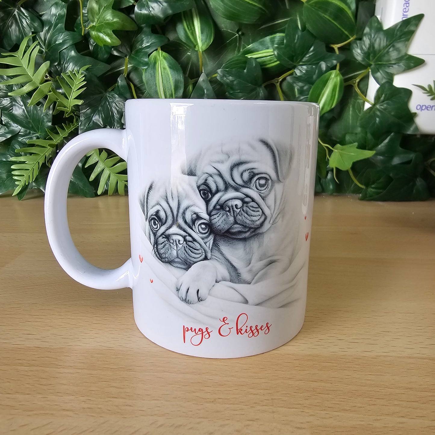 11oz white mug | Pugs and kisses