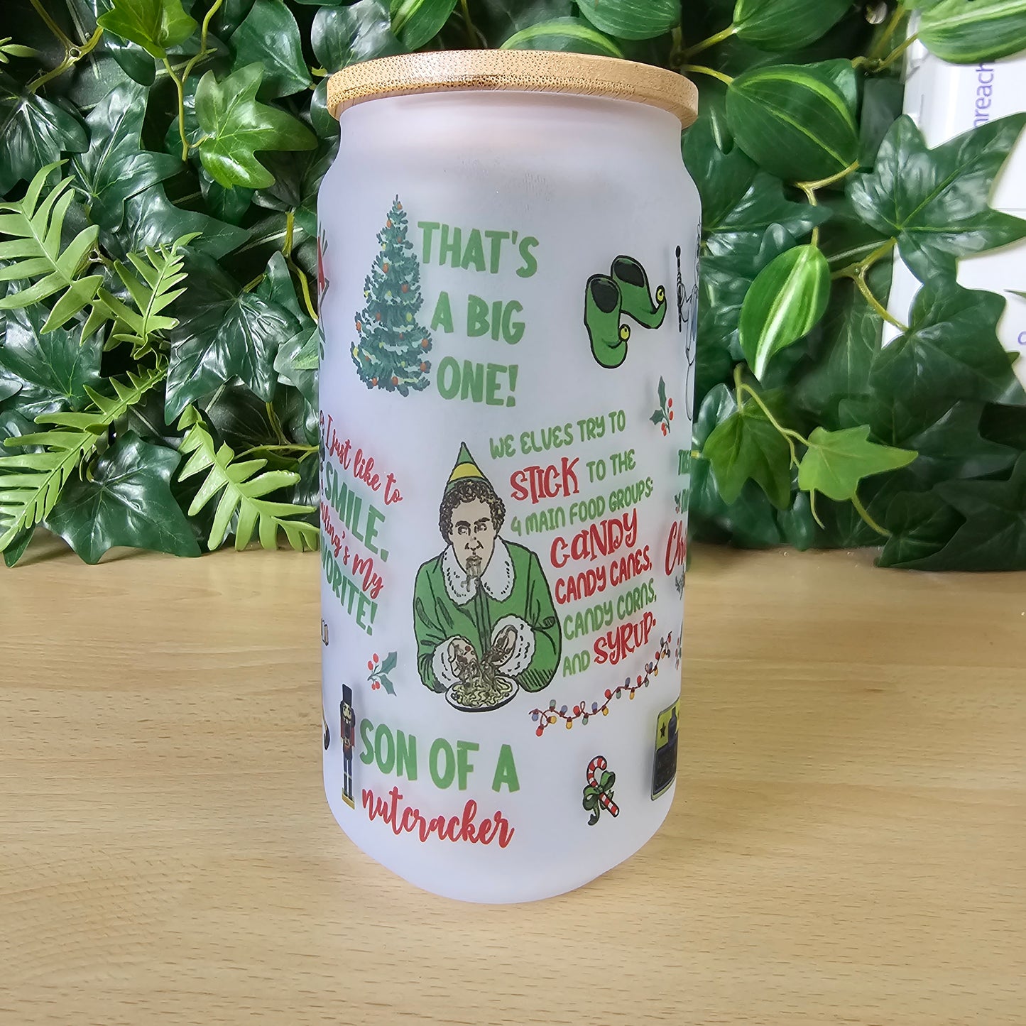 Frosted glass tumbler | Christmas movie themed