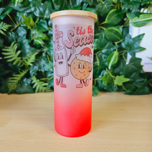 Red frosted glass tumbler | Tis the season