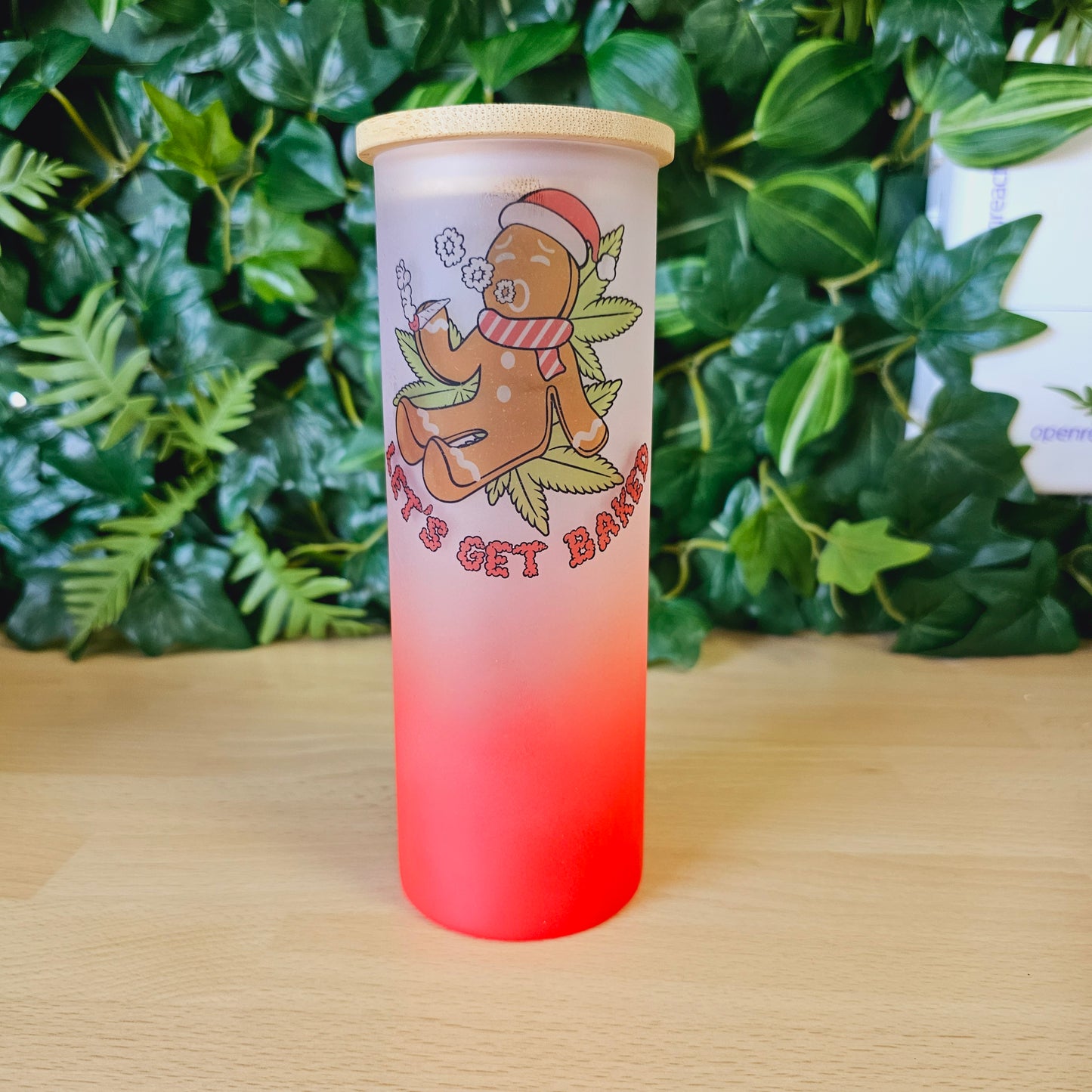 Red frosted glass tumbler | Lets get baked