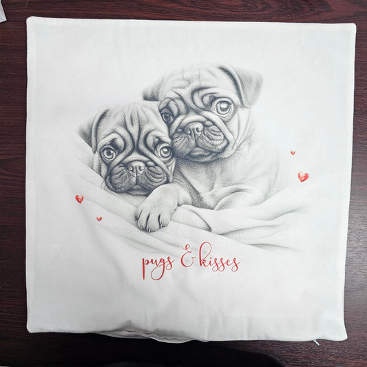 Cushion cover | Pugs and kisses | *READ ITEM DESCRIPTION*