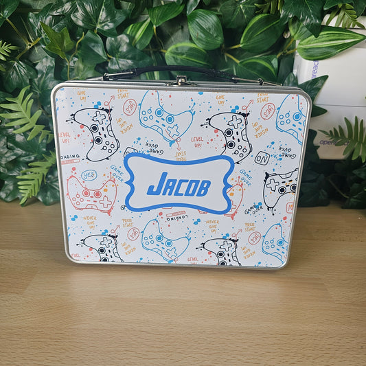 Metal Gamer Lunch box | Personalised with Name JACOB