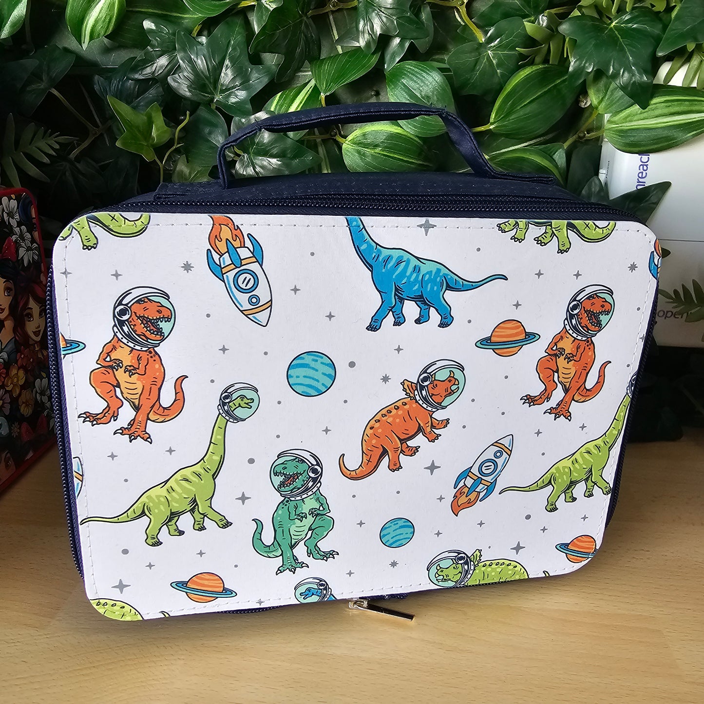 Space Dinosaurs Lunch bag | Black lunch bag