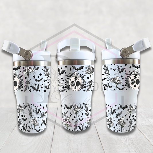 20oz flip lid tumbler | floral bats and skulls