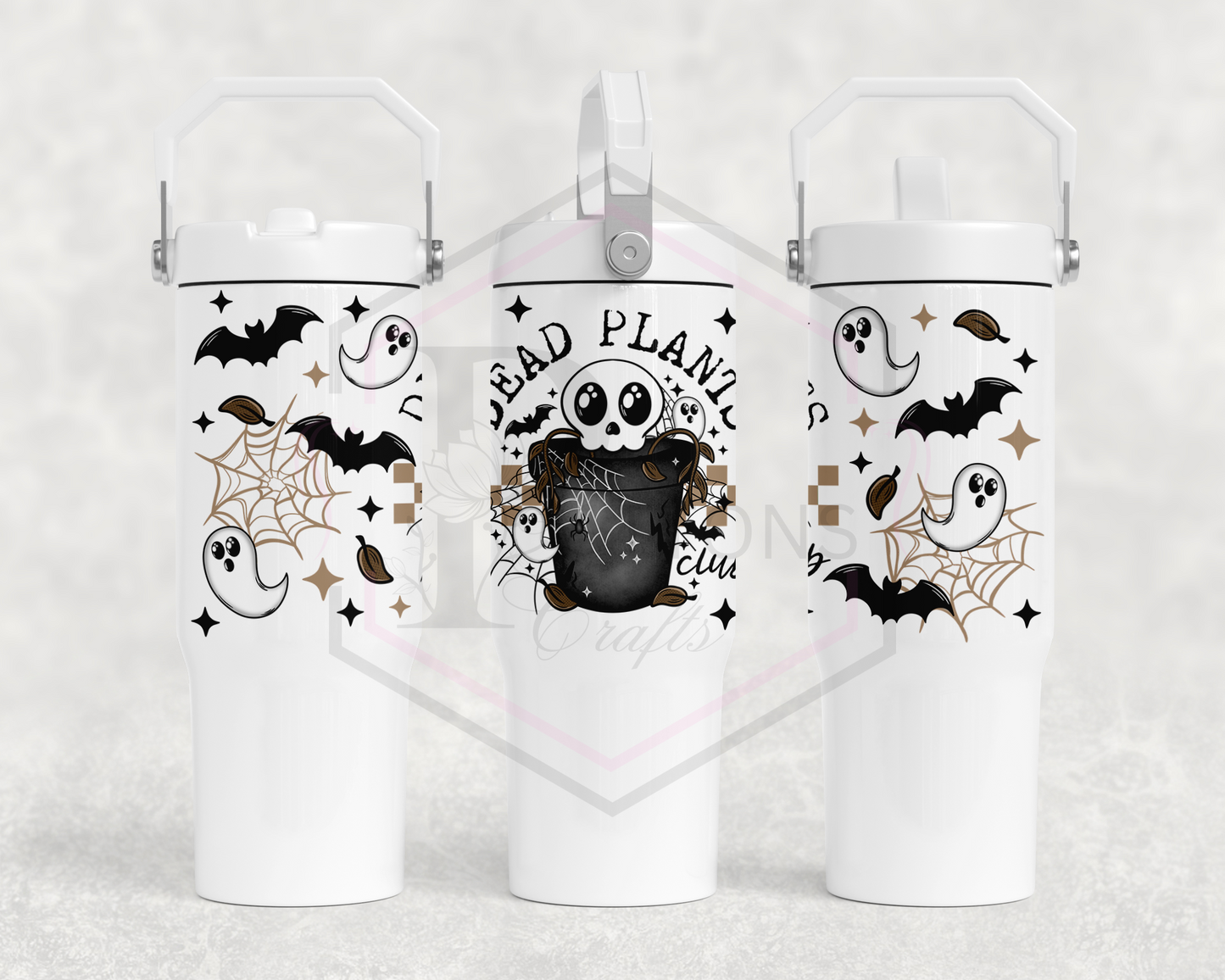 30oz All white tumbler | Handle lid | Dead Plants Club