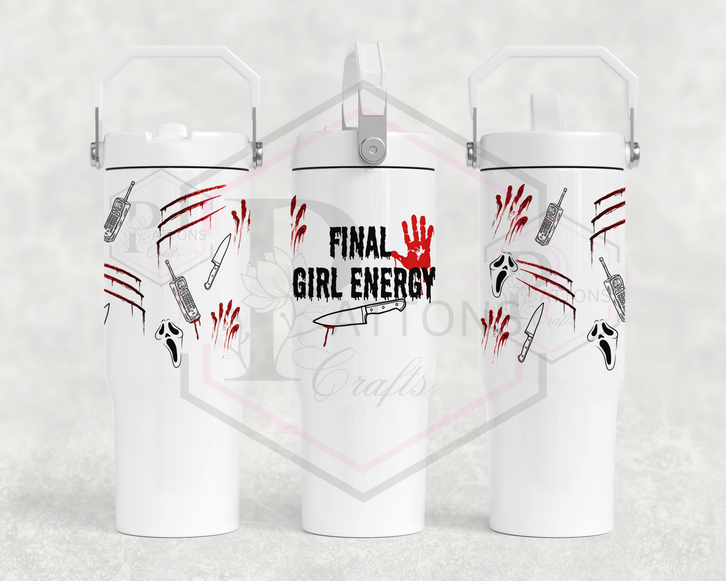 30oz flip lid tumbler | Final girl energy | handled lid