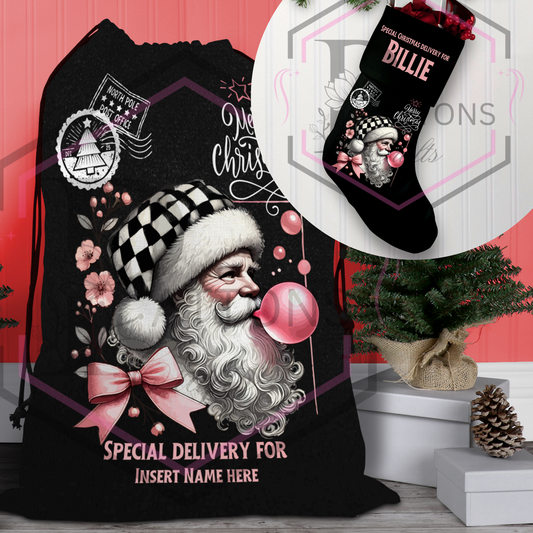 Personalised Black sack & Stocking SET | Christmas set