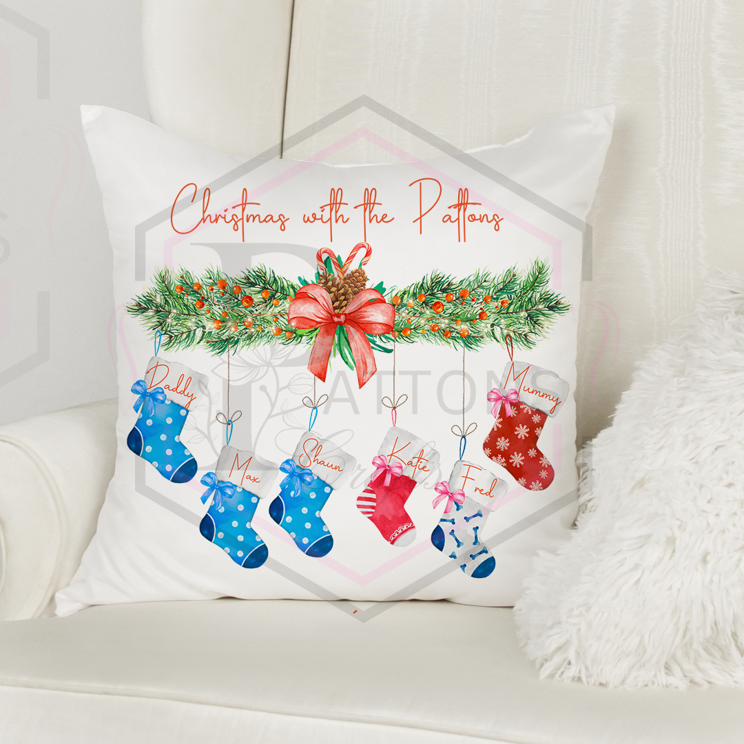 Personalised Christmas Cushion | Family Cushion | Christmas stocking Cushion