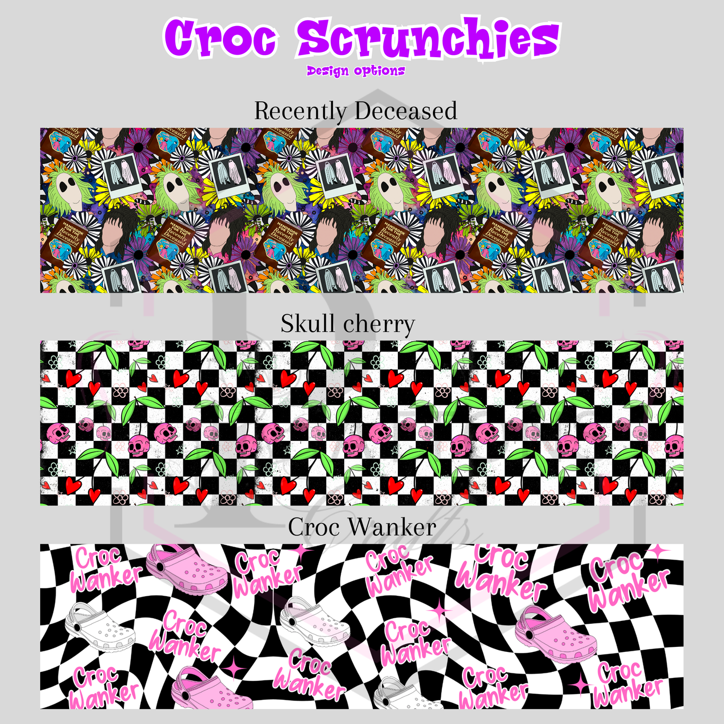 Croc Scrunchies | PAIR | Spooky Shoe Accessories |  Multiple Design Options