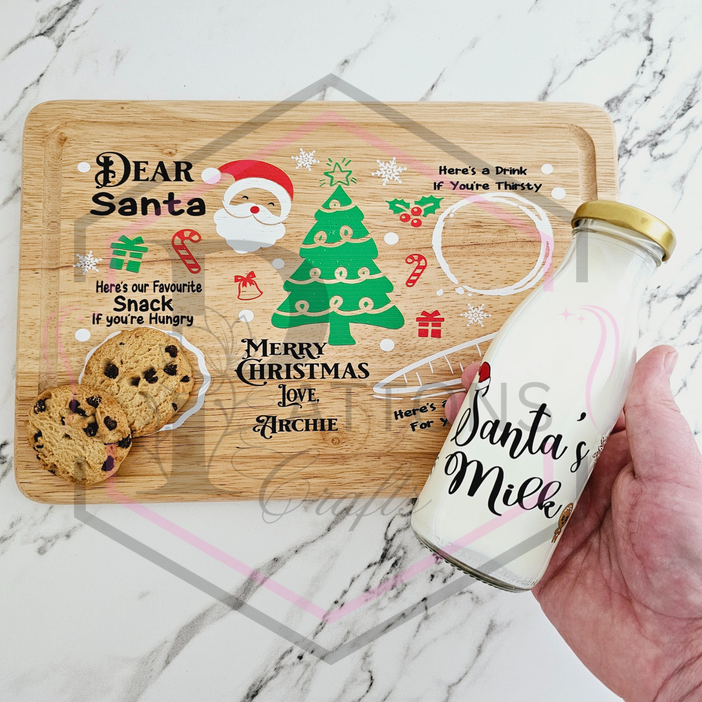 Personalised Christmas Eve Set | Santa Board bundle | Milk Bottle |