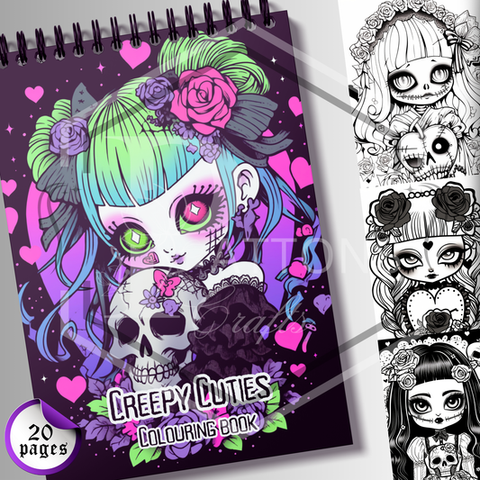 A4 Colouring book | Creepy Cutie | Adult Colouring Book