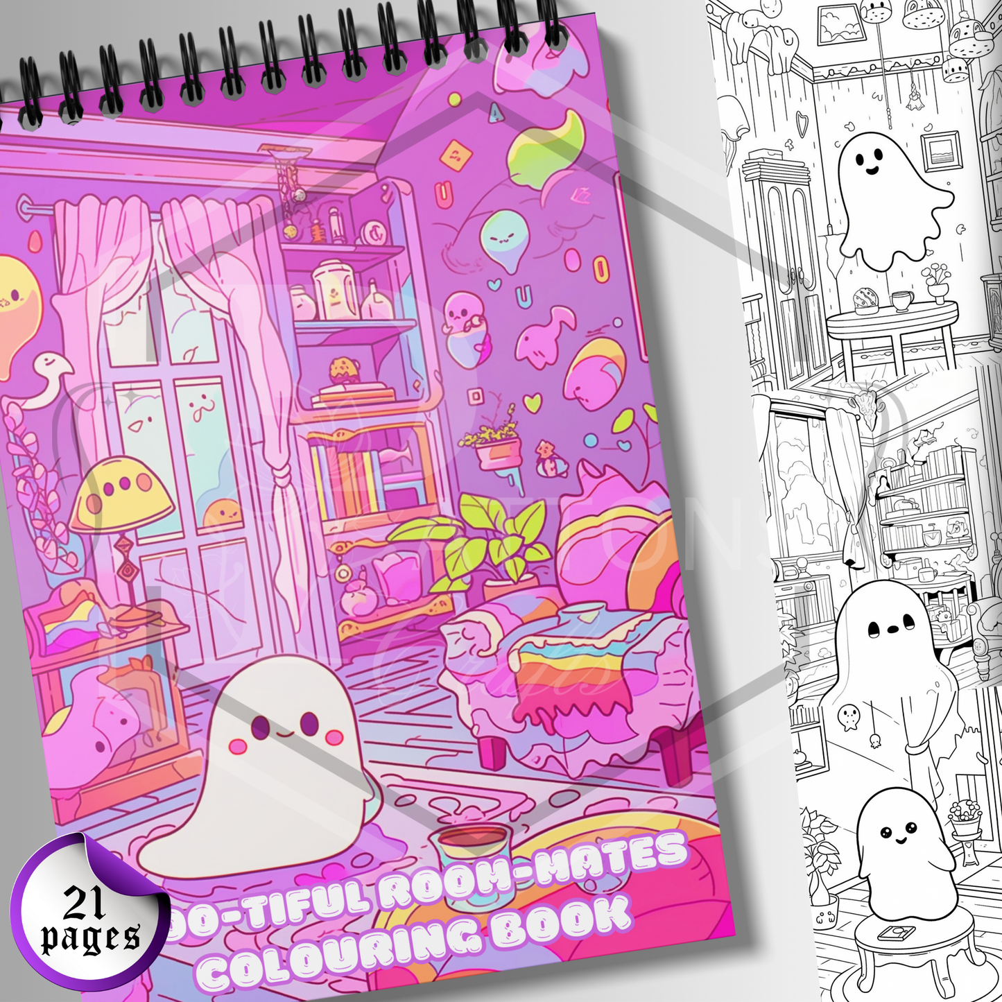 A4 Colouring book | Boo-tiful room-mates | Adult colouring book