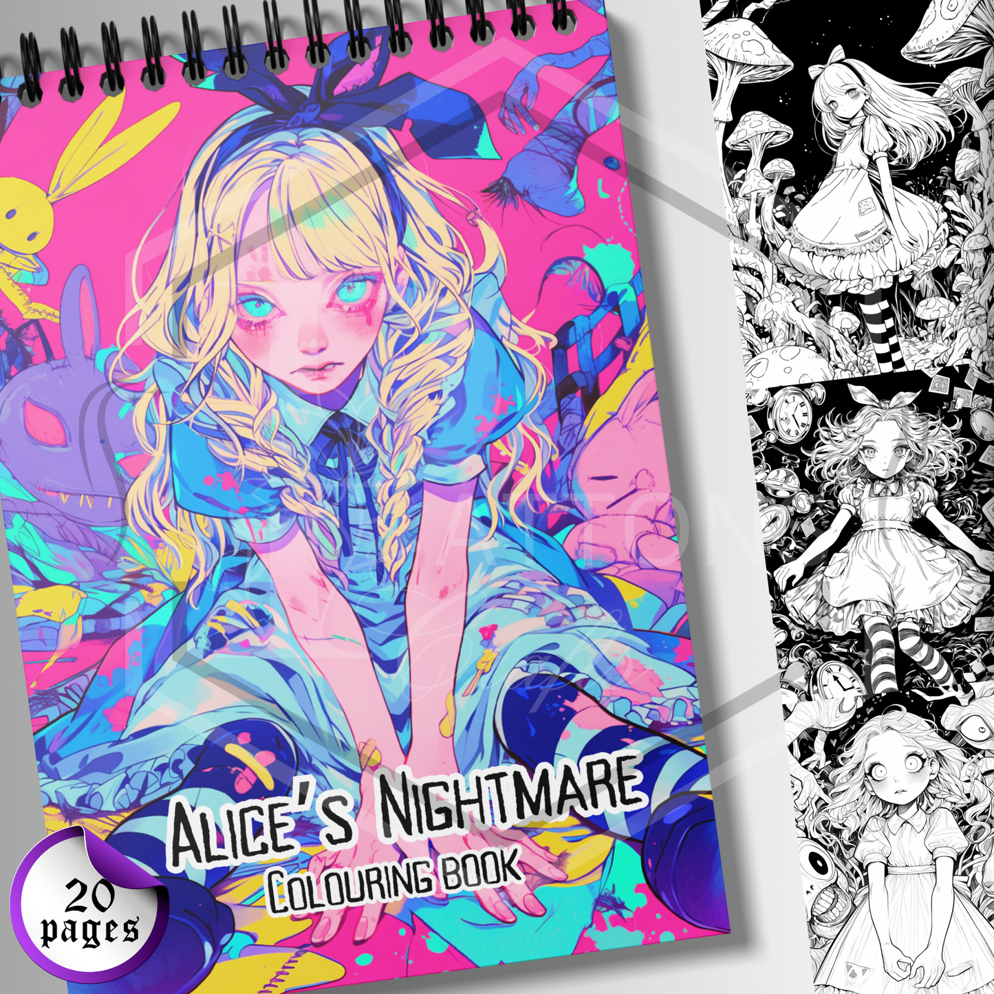 A4 Colouring Book | Alice's Nightmare | Adult colouring book