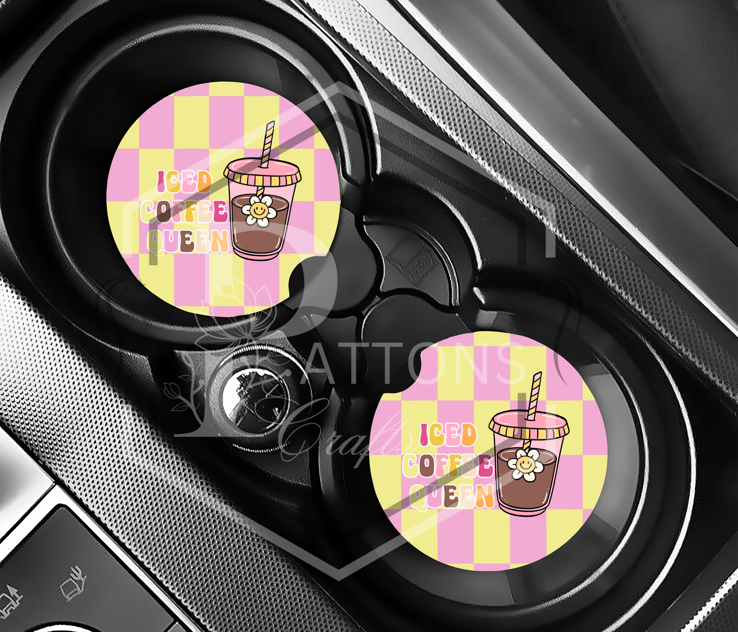 Car Coaster | Iced Coffee Queen | Pack Of Two