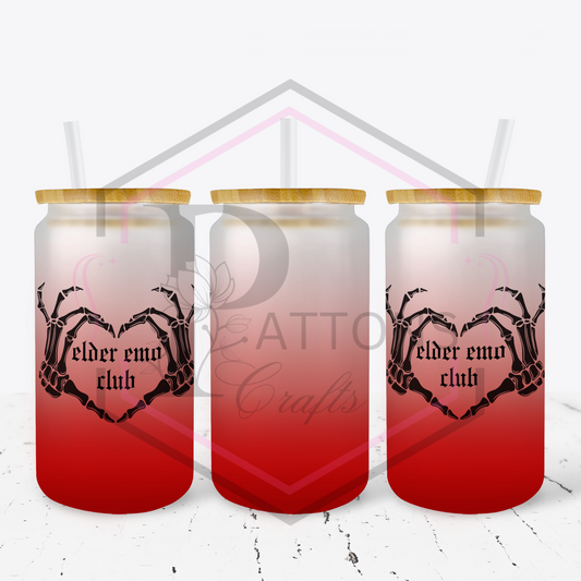 Red Ombre Frosted glass tumbler | Elder Emo Club