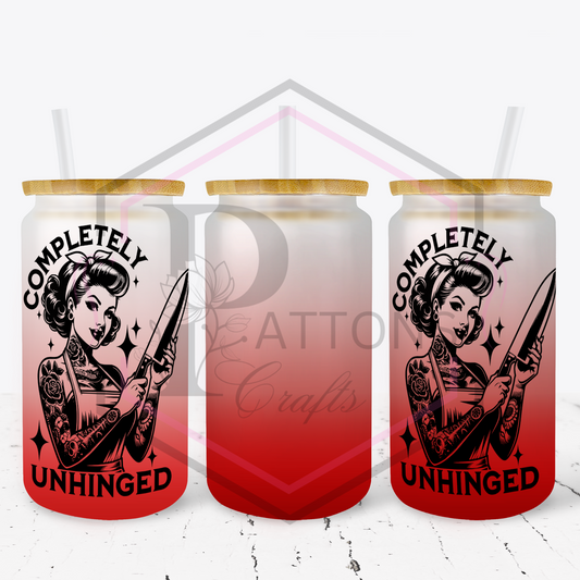 Red Ombre Frosted glass tumbler | Completely unhinged