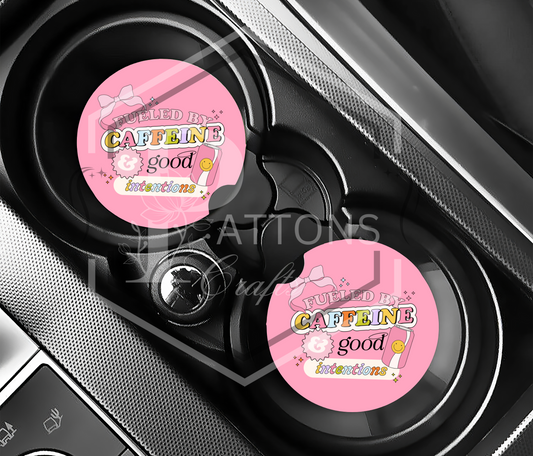 Car Coasters | Caffeine & Good intensions | Pack of two