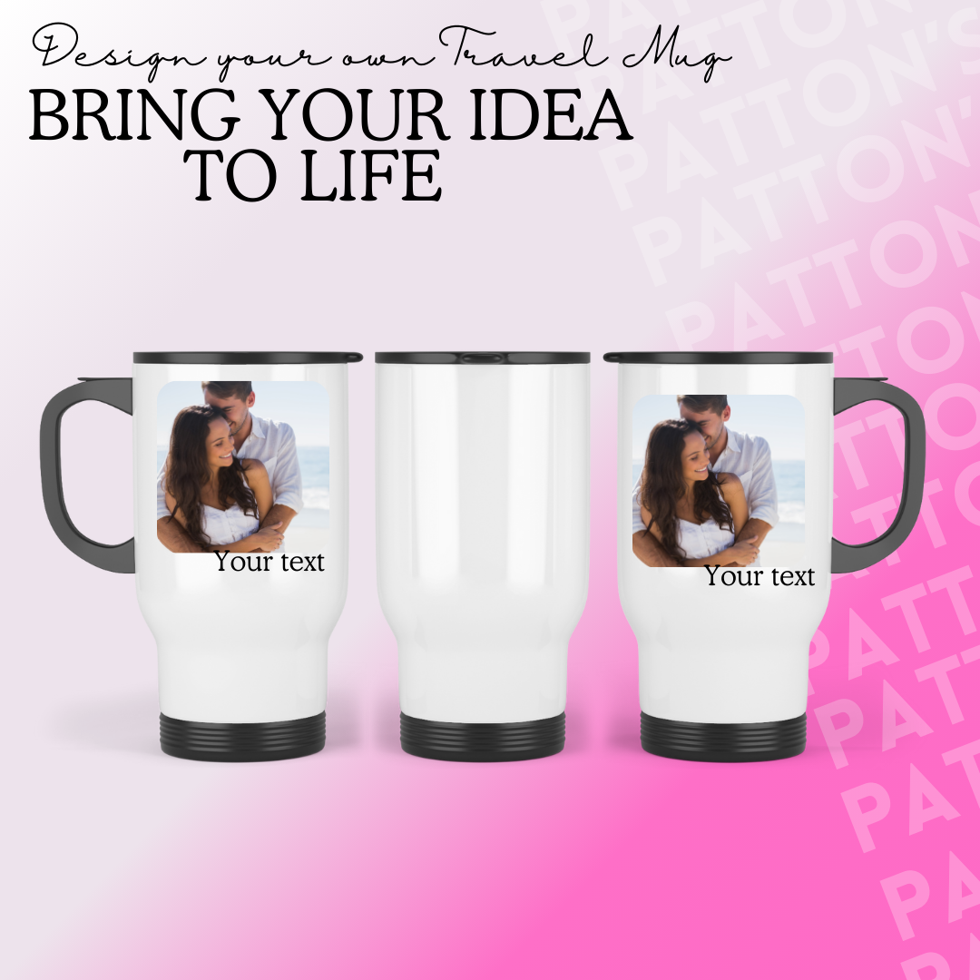 Design your own travel mug | Personalised photo travel mug | Custom mug