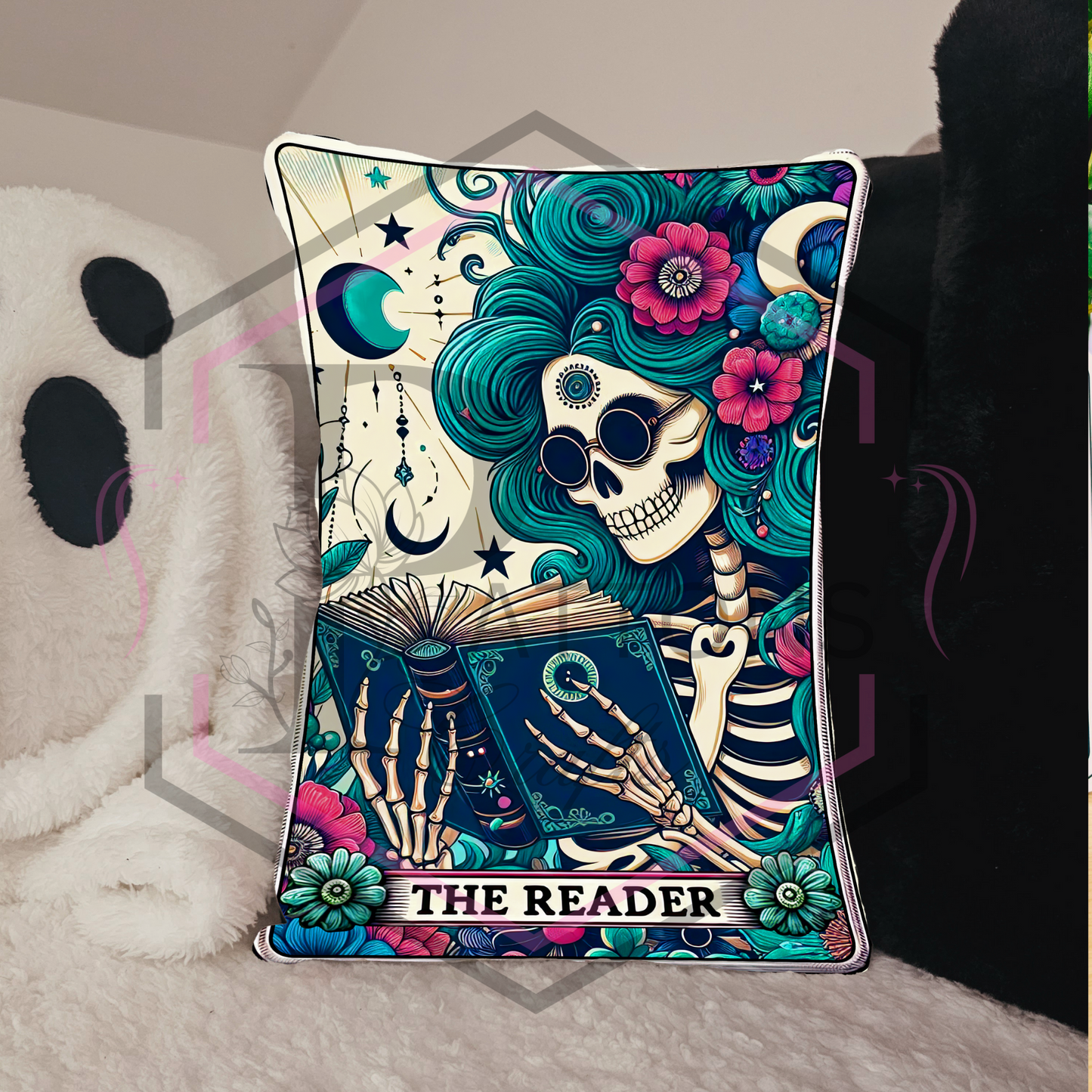 Cushion | The Reader Teal blue | Statement cushion