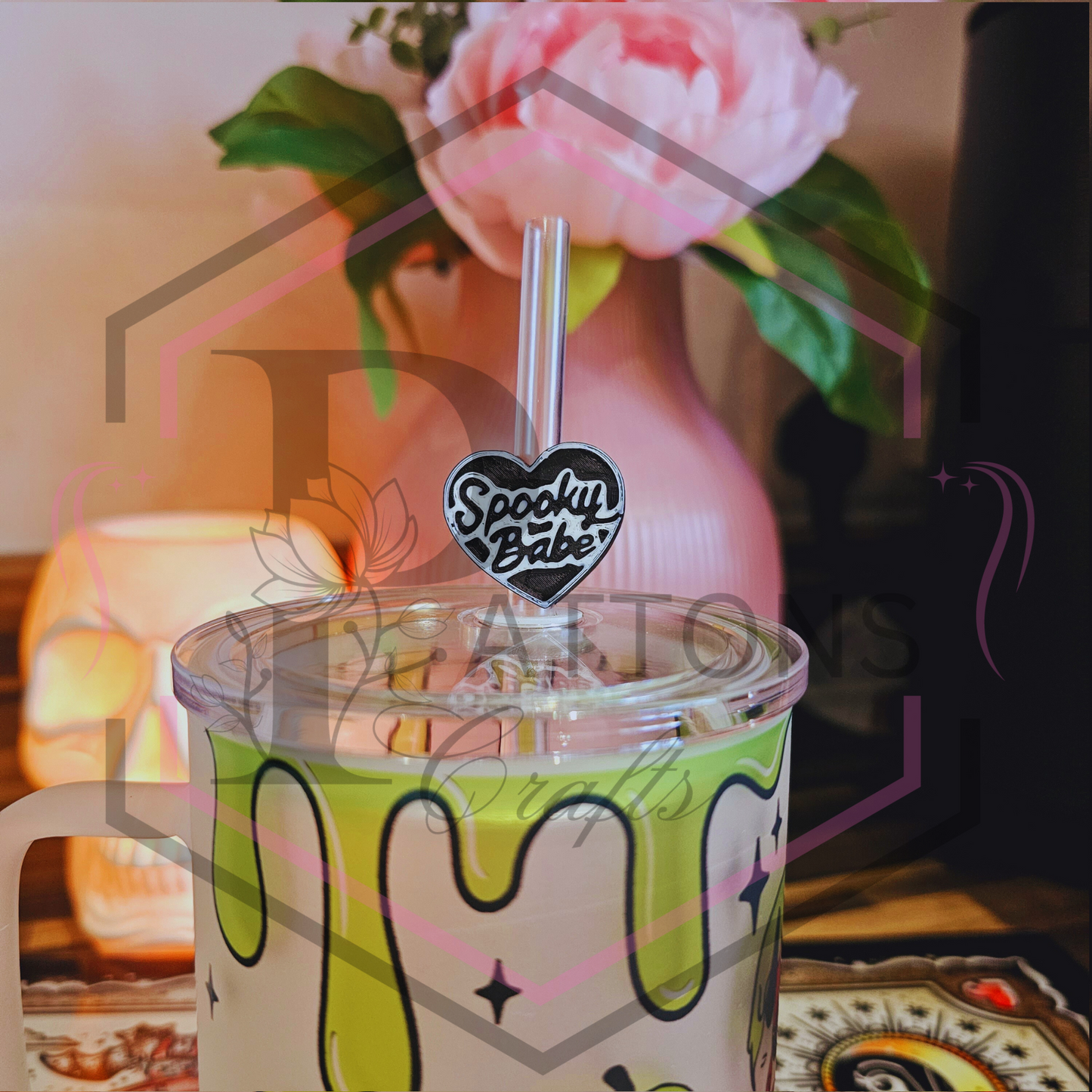 Straw Toppers | Spooky Themed Drinkware Accessories | Multiple Options