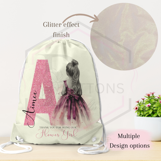 Personalised Flower Girl Glitter Bag | Flower Girl Gift | Multiple Option