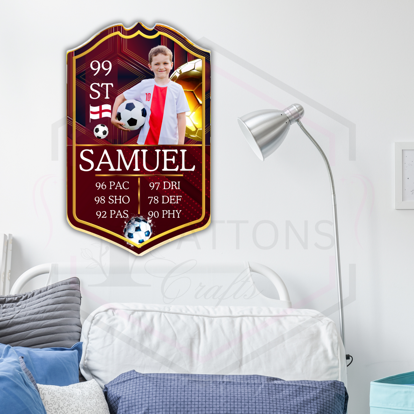 Personalised football Shield | Bedroom decor | Football fan