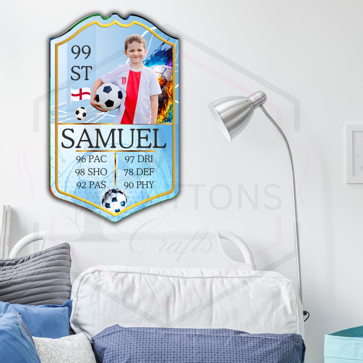 Personalised football Shield | Bedroom decor | Football fan