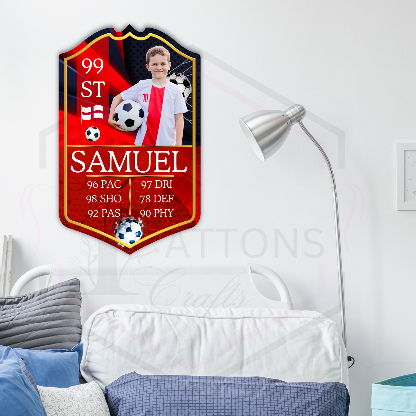 Personalised football Shield | Bedroom decor | Football fan