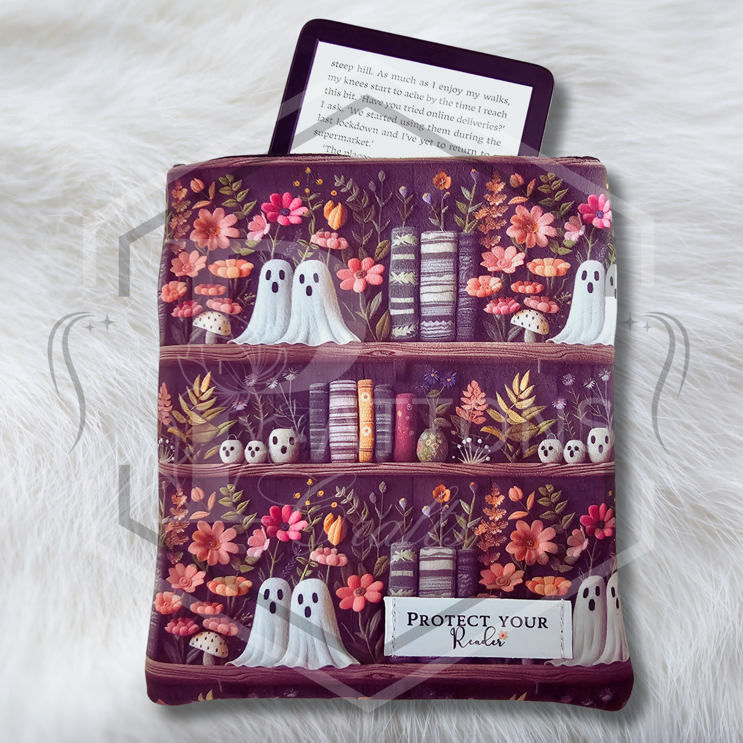 Kindle Sleeve | Fabric Kindle Cover | E-Reader Protective Pouch | Bookshelf