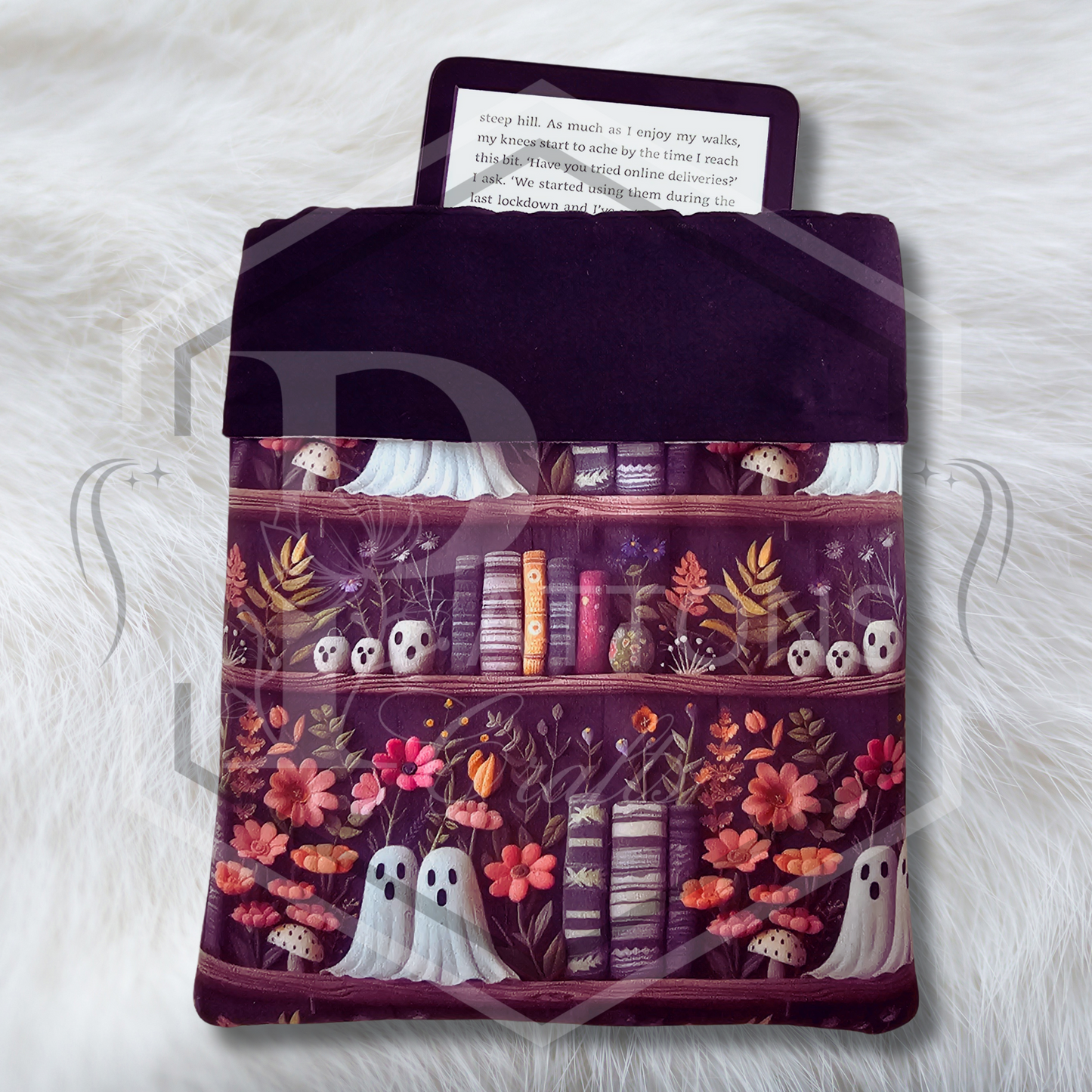 Kindle Sleeve | Fabric Kindle Cover | E-Reader Protective Pouch | Bookshelf