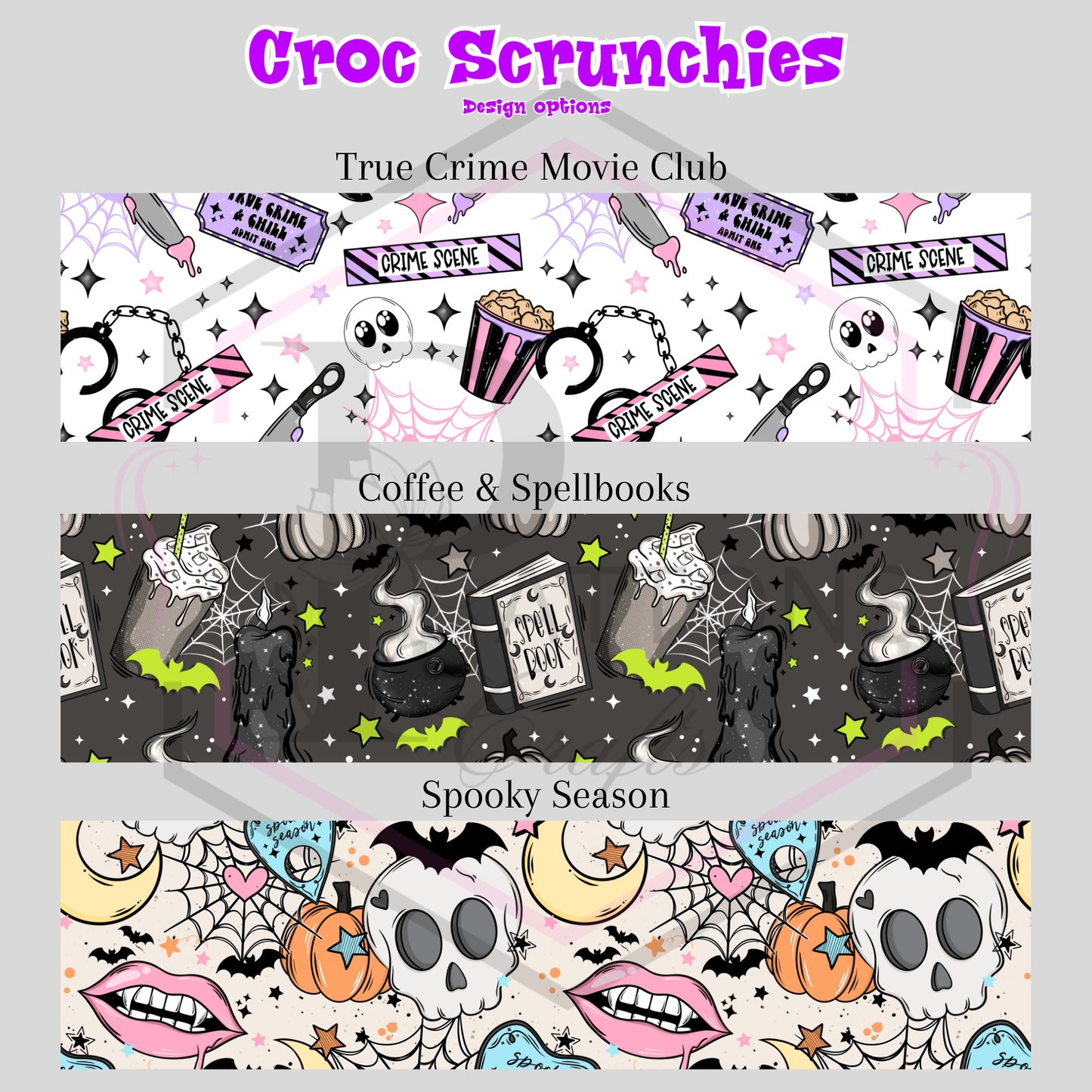 Croc Scrunchies | PAIR | Spooky Shoe Accessories |  Multiple Design Options