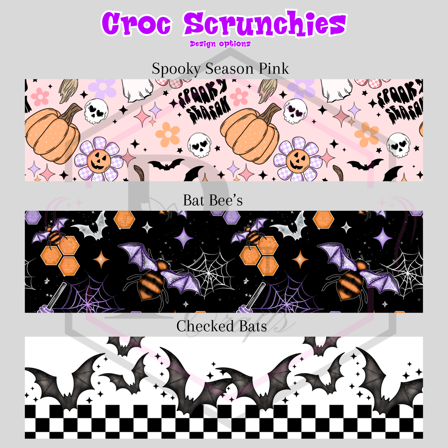 Croc Scrunchies | PAIR | Spooky Shoe Accessories |  Multiple Design Options