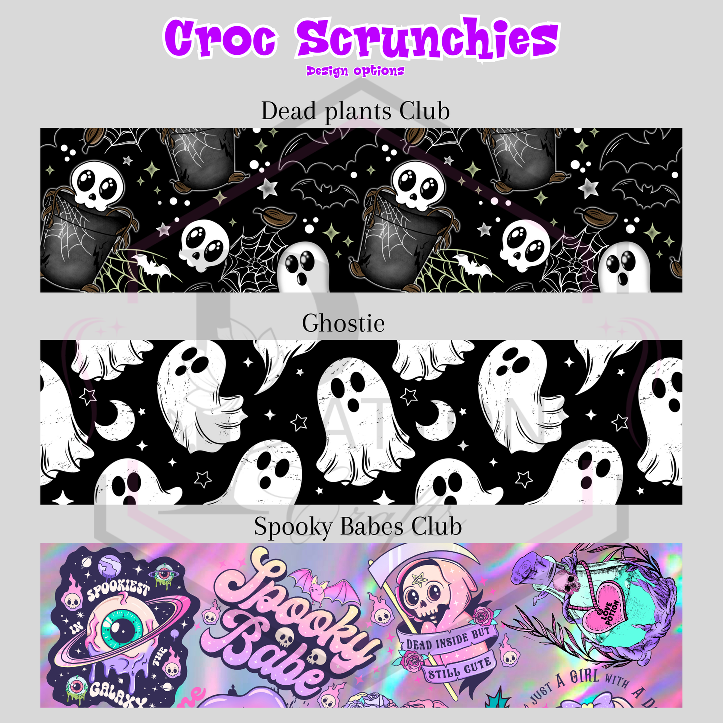 Croc Scrunchies | PAIR | Spooky Shoe Accessories |  Multiple Design Options