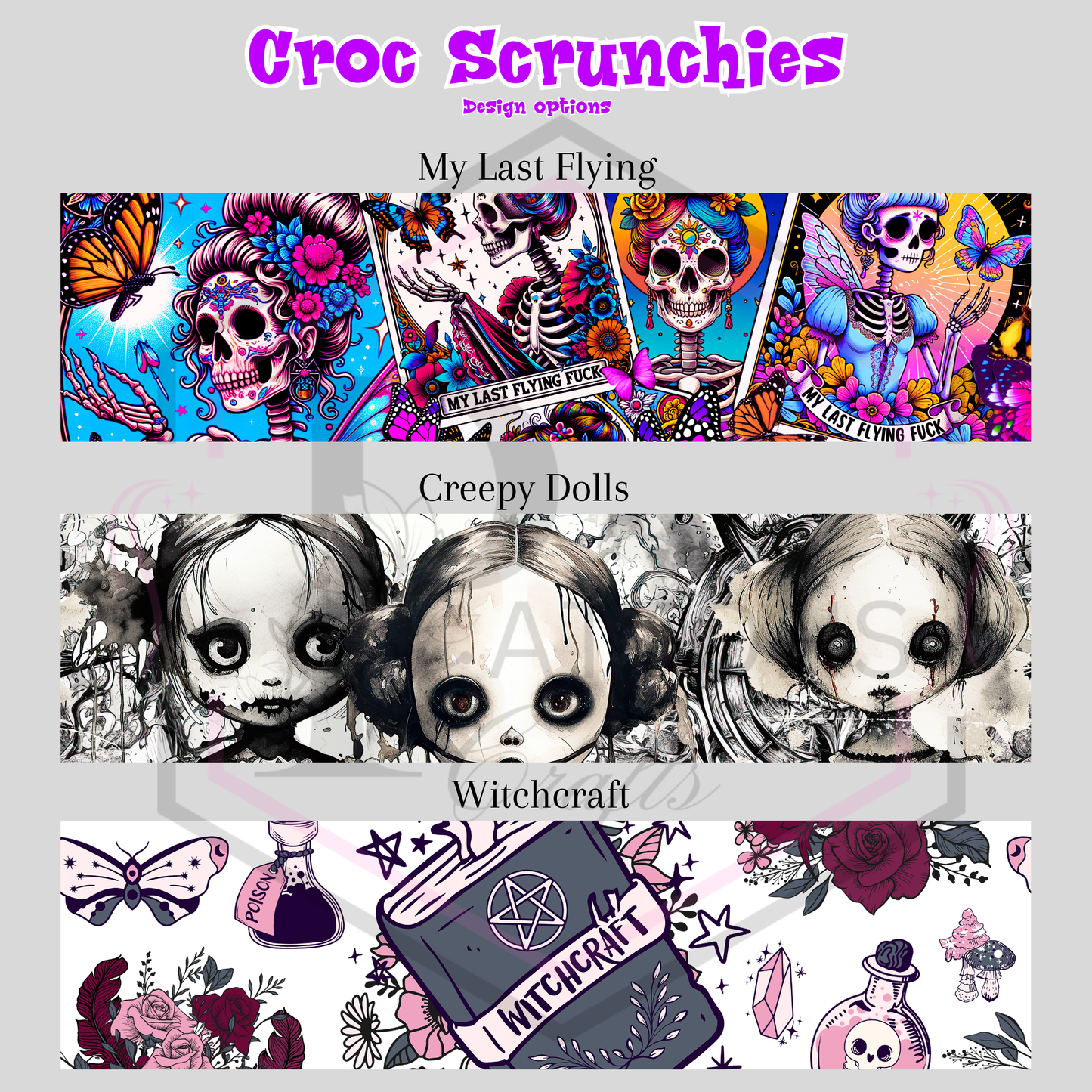 Croc Scrunchies | PAIR | Spooky Shoe Accessories |  Multiple Design Options