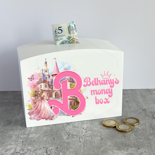 Wooden Money box | Princess initial money box