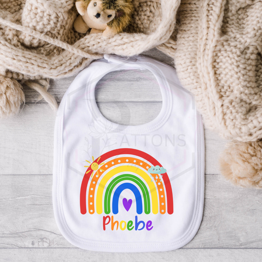 Personalised baby bib | Rainbow name bib