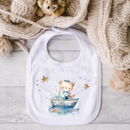 Personalised baby bib | Baby boy teddy bib