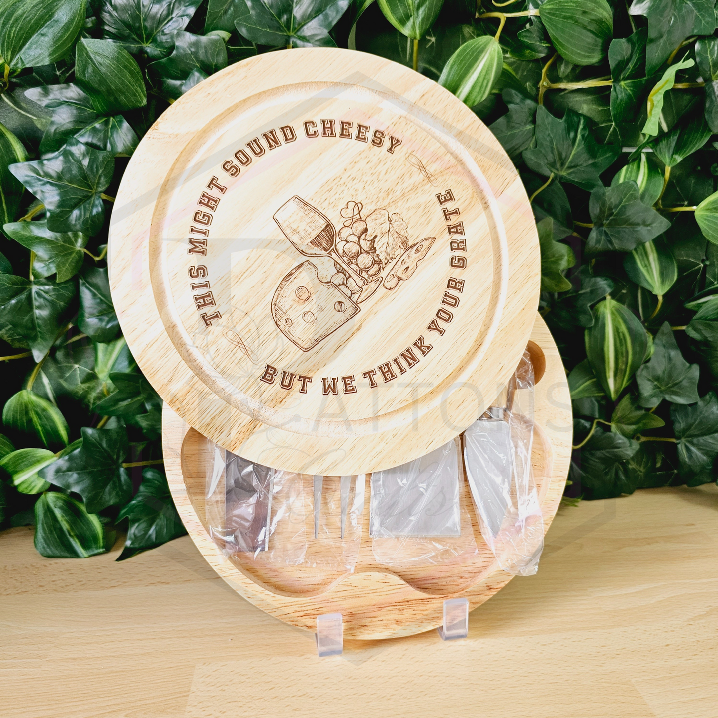 Cheeseboard | Might sound Cheesy | Swivel Cheeseboard with Utensils