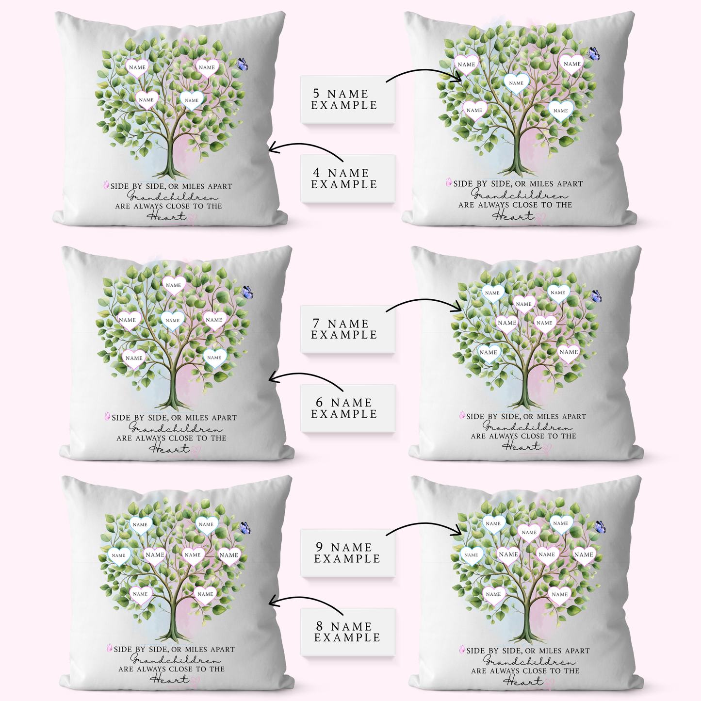 Personalised Grandchildren Family Tree Cushion 40x40cm – Custom Names Cushion