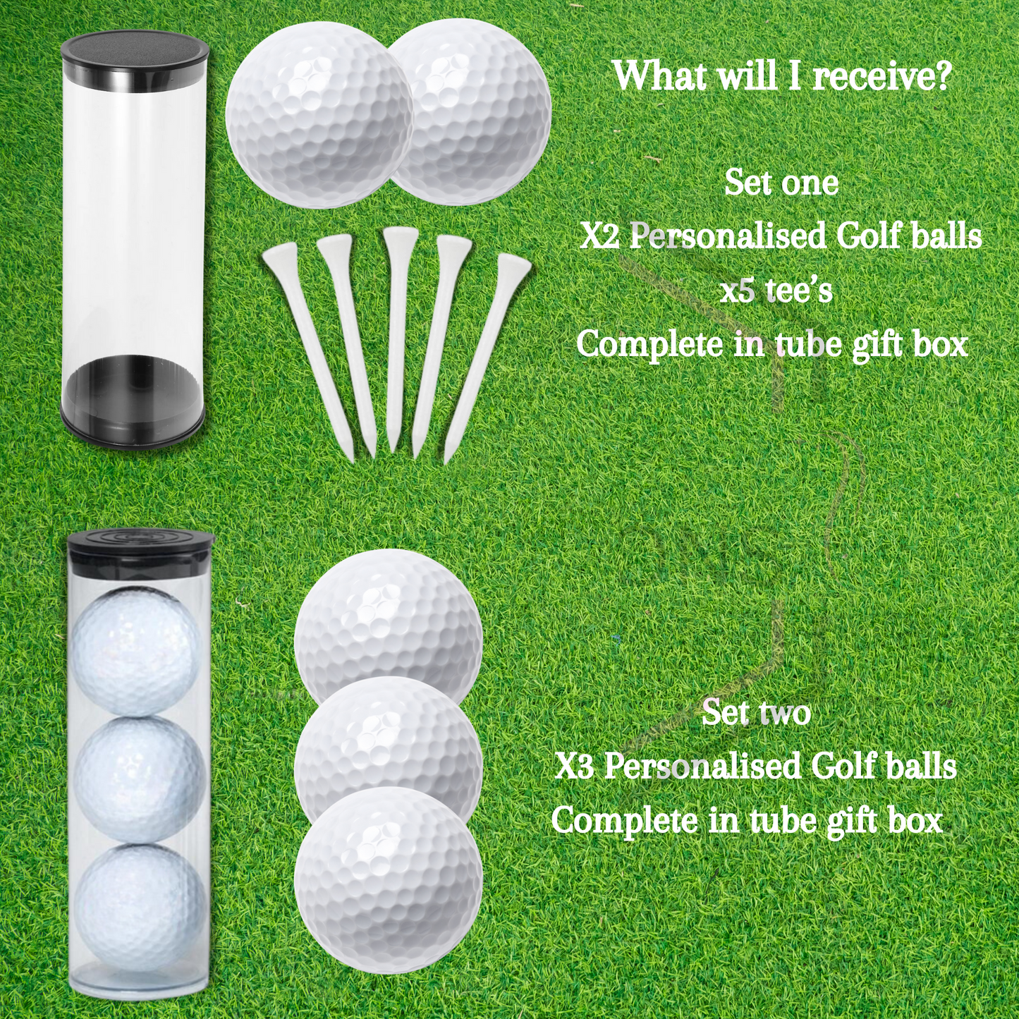 Personalised Golf ball Set | Custom name golf balls