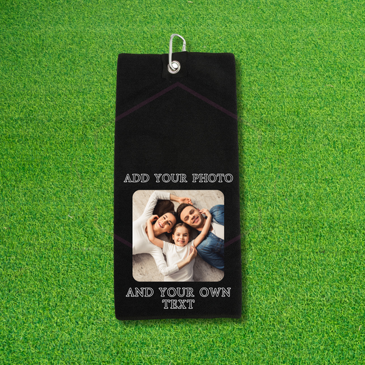 Personalised Golf Towel – Custom Photo or Logo | |Microfiber, Quick Dry – Available in 4 Colours| Team Logo golf towel |