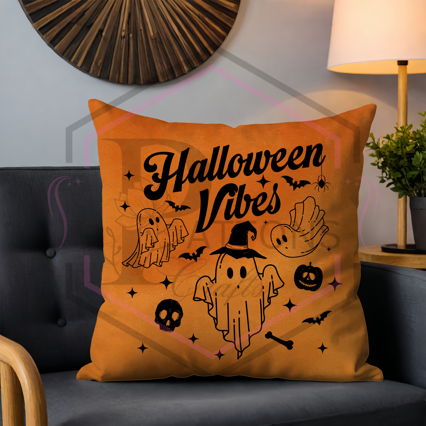 Orange velvet cushion | Halloween Vibes